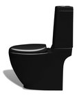 Rechthoekig keramisch toilet zwart met stortbak