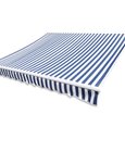 Zonneschermdoek met luifel 6 x 3 m canvas blauw/wit (exclusief frame)