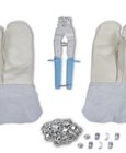 vidaXL NATO scheermesprikkeldraad accessoireset met bevestigingstang, handschoenen & 200 klemmen