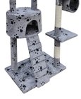 Kattenkrabpaal Tommie 220/240 cm 1 huisje (grijs) met pootafdrukken