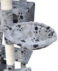 Kattenkrabpaal Tommie 220/240 cm 3 huisjes (grijs) met pootafdrukken