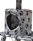 Kattenkrabpaal 140 cm 1 huisje grijs met potenprint