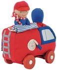 Käthe Kruse trekfiguur brandweerauto 20 cm rood/blauw