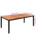 vidaxl Table de jardin Rotin Dessus de table bois d&#39;acacia 190x90x75cm