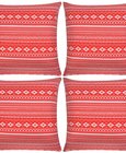 Kussenhoes canvas met aztekenprint rood 40x40 cm 4 st