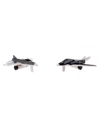 Toi Toys Sky Fighter vliegtuigjes diecast 7 cm zwart/grijs