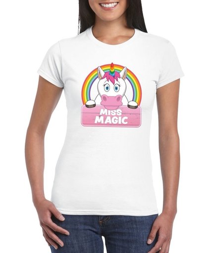 Miss Magic de eenhoorn t-shirt wit voor dames - eenhoorns shirt XL