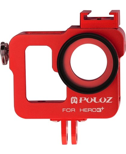 PULUZ Behuizing CNC Aluminium Kooi beschermings ontmoet 37mm UV-Filter Lens & Lens Cap voor GoPro HERO 3+ / 3 (rood)