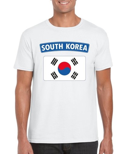 Zuid Korea t-shirt met Zuid Koreaanse vlag wit heren M