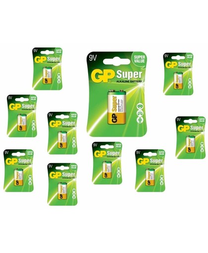 10x blister GP Super Alkaline 6LR61/9V batterij