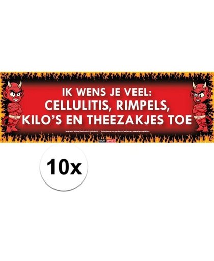 10x Sticky Devil Ik wens je veel: cellulitis, rimpels, kilo's grappige teksen stickers