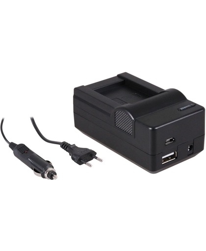 Huismerk 4-in-1 acculader voor Sony NP-BX1 accu - compact en licht - laden via stopcontact, auto, USB en Powerbank