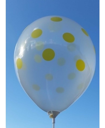 25 stuks transparante ballon met gele stippen 30 cm hoge kwaliteit