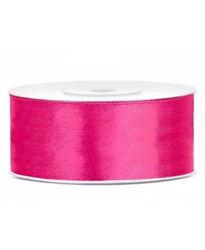 Satijn sierlint neon roze 25 mm