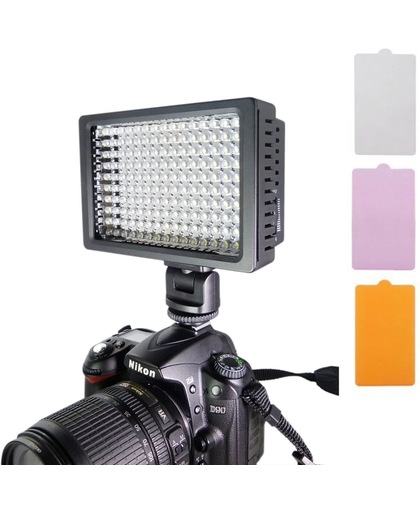 HD-160 White licht LED Video licht on-Camera Photography lichting Fill licht voor Canon, Nikon, DSLR Camera met 3 Filter Plates