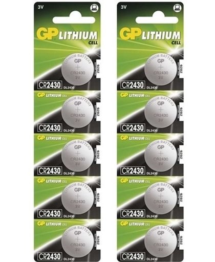 10 Stuks (2 blisters a 5st) - GP CR2430 3V lithium knoopcel batterij
