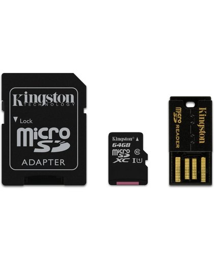 Kingston Technology Mobility kit / Multi Kit 64GB 64GB MicroSDXC UHS Klasse 10 flashgeheugen