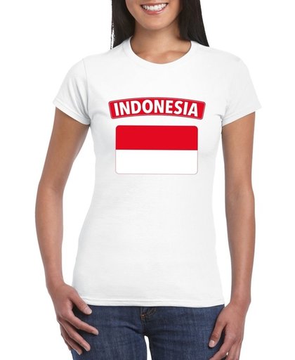 Indonesie t-shirt met Indonesische vlag wit dames XL