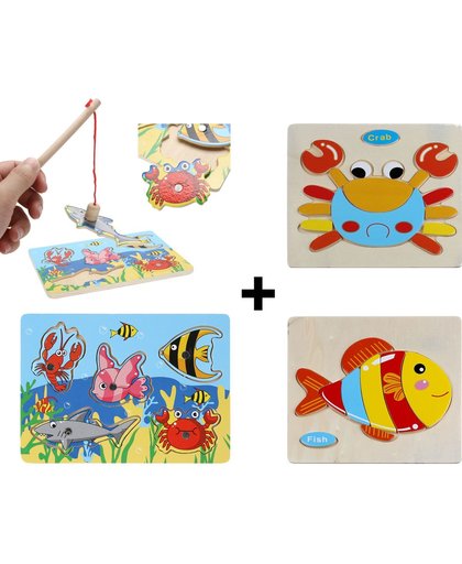 LaLaToys Houten Zeedieren Puzzelpakket - Educatieve kinderpuzzels | Set van 3