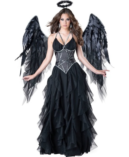 Zwarte engel kostuum voor vrouwen - Premium  - Verkleedkleding - Small