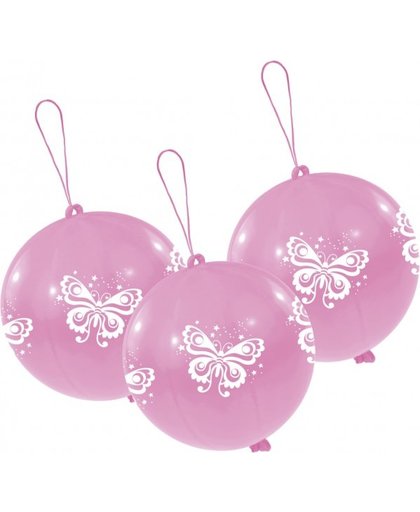 Amscan boksballonnen Butterfly 45 cm roze 3 stuks