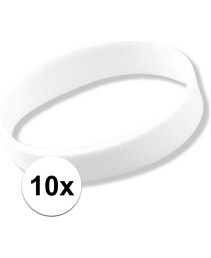 10x Siliconen armbandjes wit