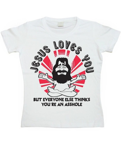 Fun t-shirt Jesus Loves You dames L