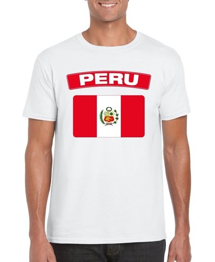 Peru t-shirt met Peruaanse vlag wit heren XL