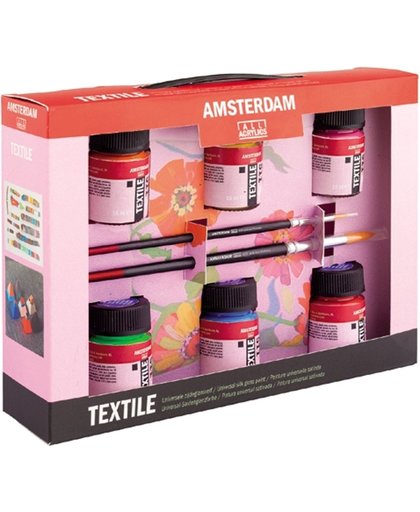 Amsterdam Deco textielverf 6 flacons 16ml met penselen