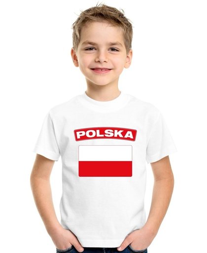 Polen t-shirt met Poolse vlag wit kinderen XL (158-164)