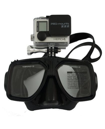 Duikbril Duikmasker Snorkelbril Divemask met GoPro houder bevestiging Zwart waterdicht