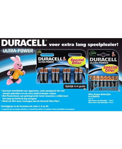 Duracell Ultra power, waarvan AA penlite + AAA