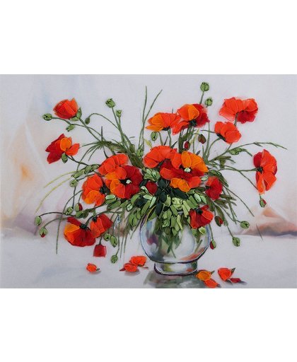 3D Embroidery Living Picture JK-2074 Study of Poppies