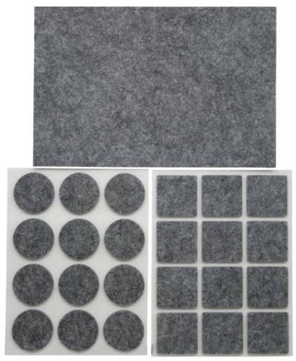Anti Kras Rubber - Anti Kras Vilt - Beschermvilt - Vloer bescherming - Vloer beschermer meubels - 25 delig - Grijs