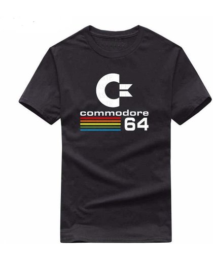 Commodore 64 T-Shirt maat L - Grappig shirt met het beroemde logo - retro kleding - grijs