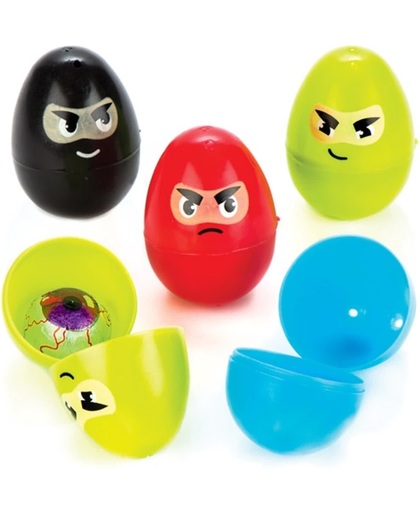 Plastic ninja-eieren die kinderen met snoepjes en traktaties kunnen vullen – een leuk nieuw cadeautje voor uitdeelzakjes voor kinderen (verpakking van 12)