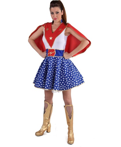 Supergirl jurkje | Superhelden verkleedkleding dames maat L (42/44)