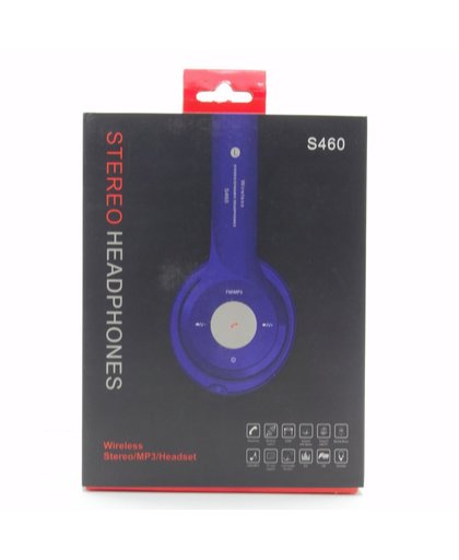 Headphones Wireles Stereo S460 Headset ( Blauw ) met Fm radio en Geheugen Poort zwart Voor o.a iPhone 4 / 5 / 6 / 6S PLus Samsung Galaxy S4 / S5 / S6 / S7 EDGE PLUS / LG / HTC / Huawei / Sony