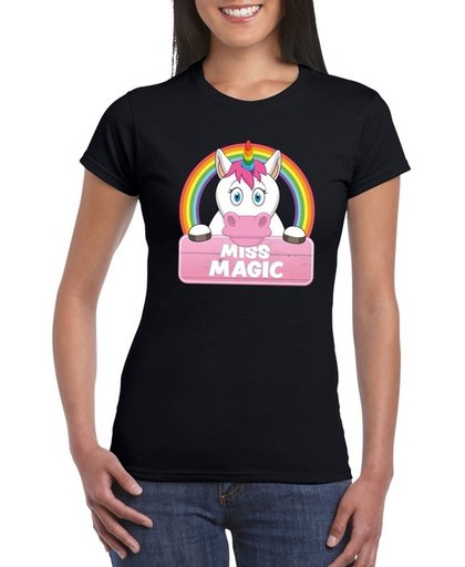 Miss Magic de eenhoorn t-shirt zwart voor dames - eenhoorns shirt M