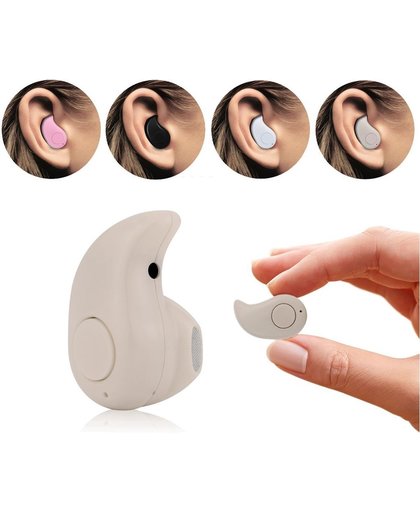 Draadloze Mini Bluetooth Headset, In-Ear Oordopje, Bluetooth 4.0, Draadloos telefoneren, Muziek luisteren. Sporten. Geschikt voor iPhone, Samsung, LG, HTC, Nokia & elk andere Smartphone. Kleur Goud