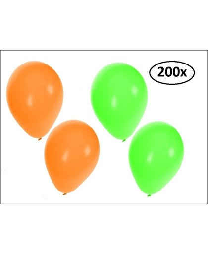 200x Ballonnen oranje en groen