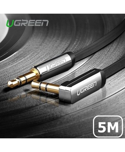 5 Meter – Zwart - Mannetje naar Mannetje - Premium 3.5mm haaks audiokabel Ultra Plat