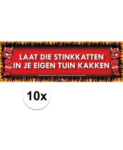 10x Sticky Devil Laat die stinkkatten in je eigen tuin kakken grappige teksen stickers