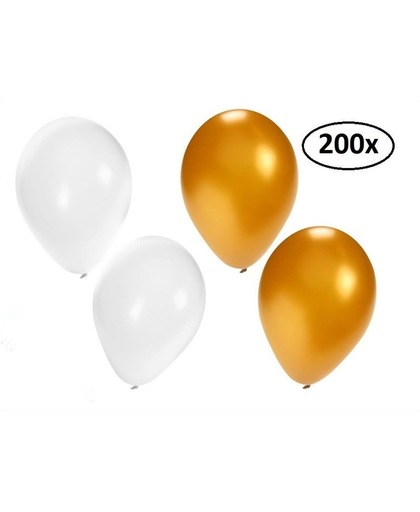 Ballonnen helium 200x goud en wit