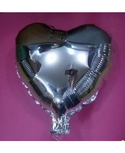 45 cm zilveren hartvormige folie ballon van hoge kwaliteit