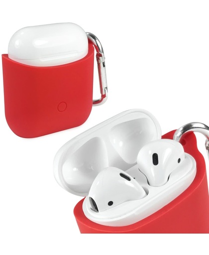 Tuff-luv - Siliconen hoesje voor de Apple airpods  headphones - rood