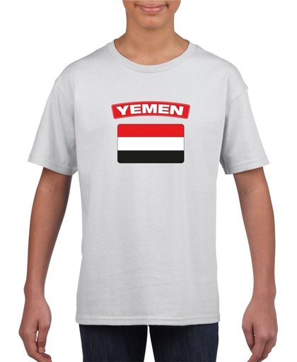 Jemen t-shirt met Jemenitische vlag wit kinderen M (134-140)