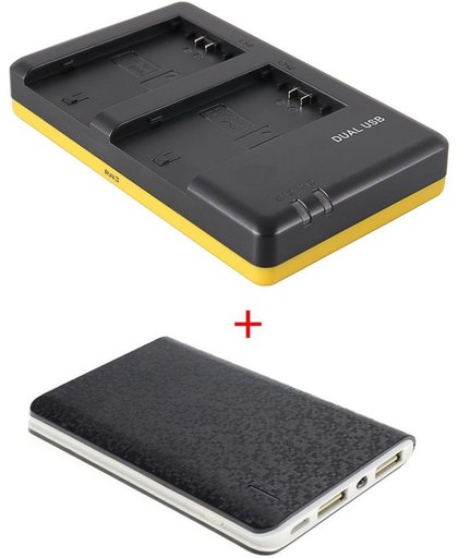 Huismerk Powerpakket Deluxe: NP-FZ100 duo oplader + 8000mAh Powerbank voor 2 Sony accu's NP-FZ100