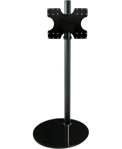Cavus zwarte vloerstandaard met zwarte glazen voet voor TV's tot 50 inch - 120 cm hoog