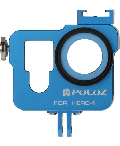 PULUZ Behuizing CNC Aluminium Kooi beschermings ontmoet 37mm UV-Filter Lens & Lens Cap voor GoPro HERO4 (blauw)